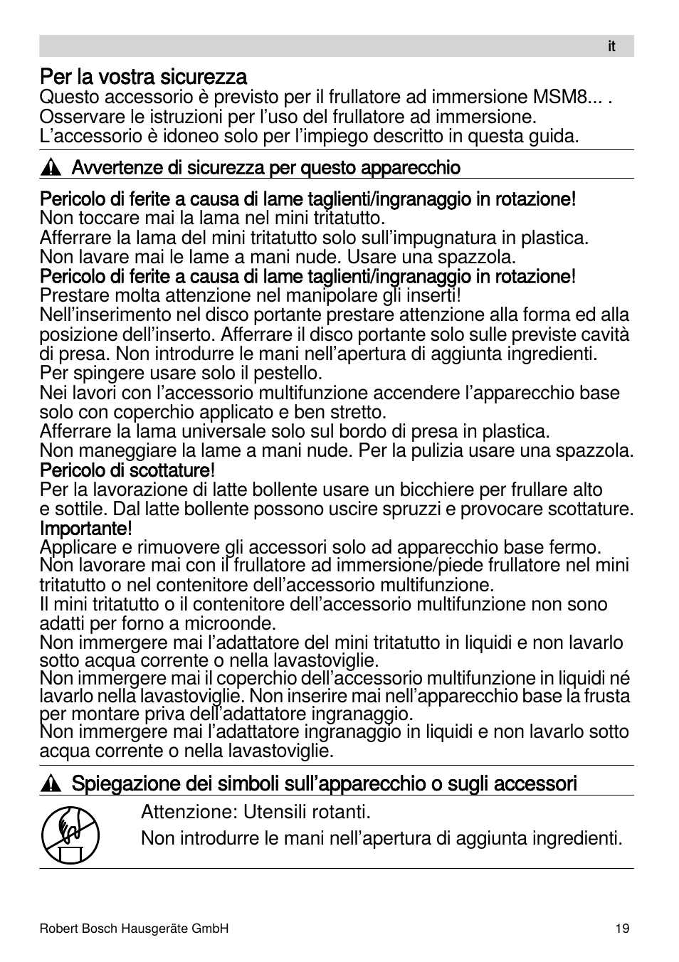 Bosch MSM88190 User Manual | Page 19 / 108