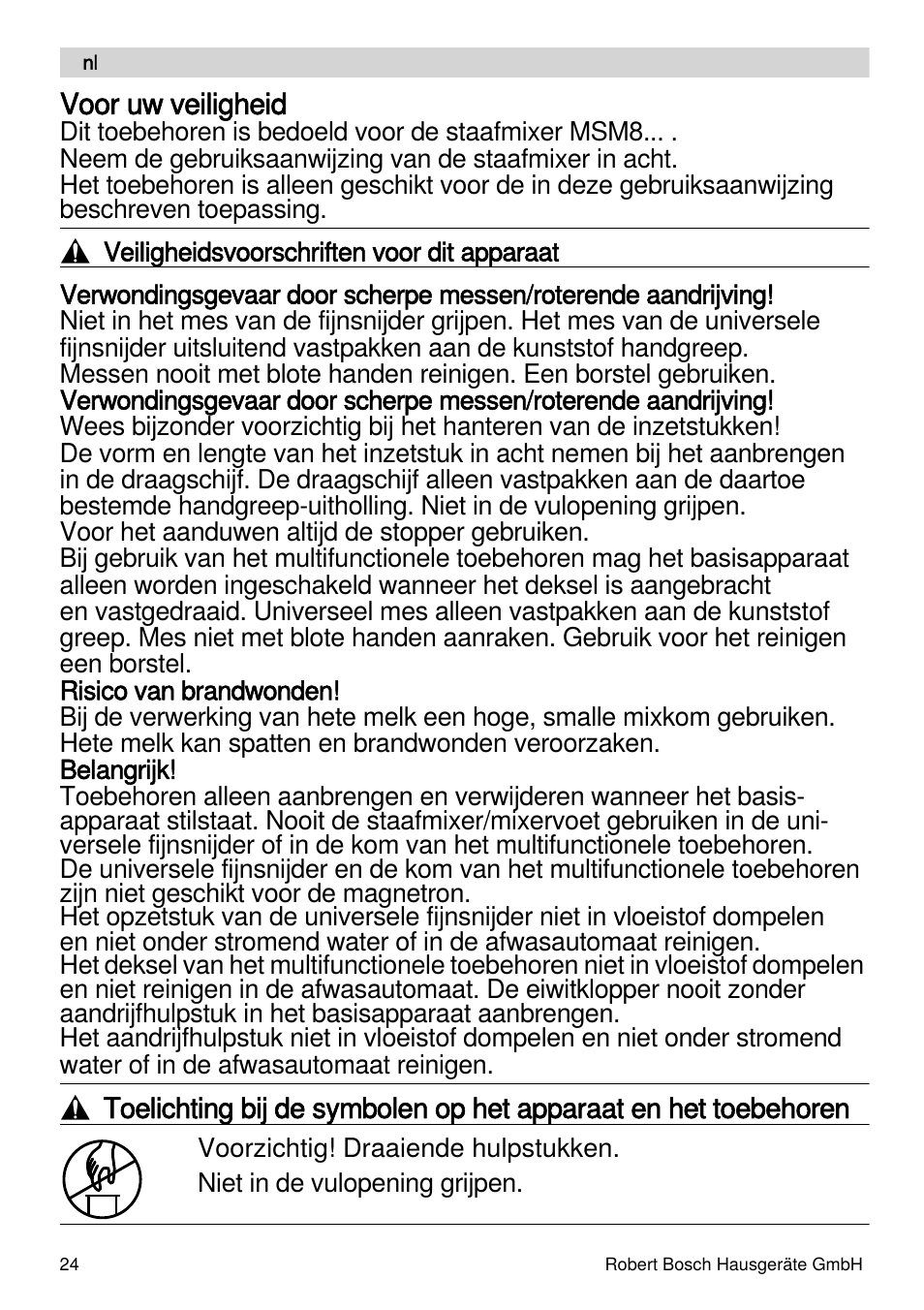 Bosch MSM88190 User Manual | Page 24 / 108