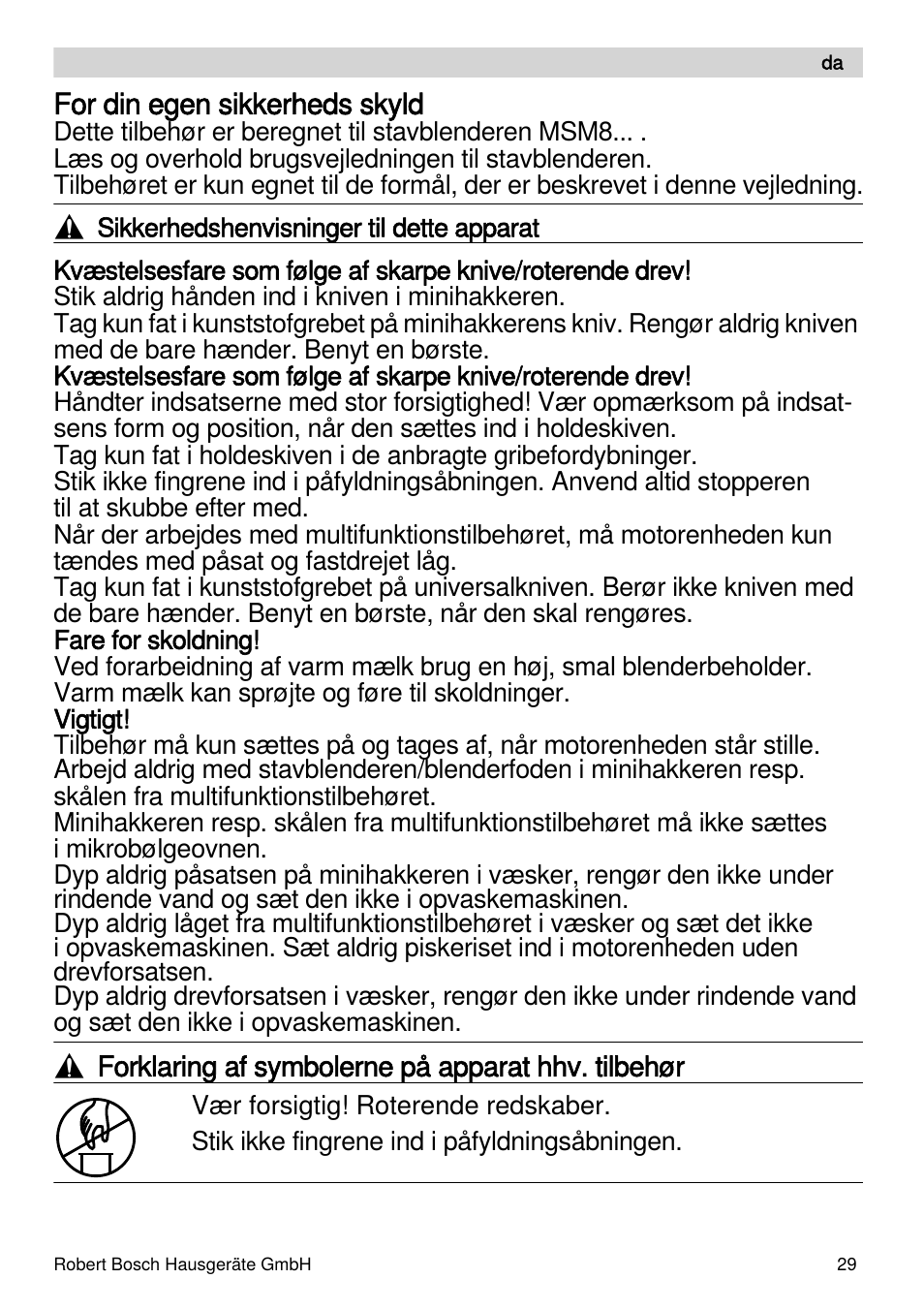 Bosch MSM88190 User Manual | Page 29 / 108