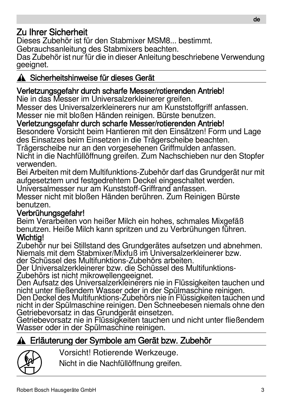 Bosch MSM88190 User Manual | Page 3 / 108