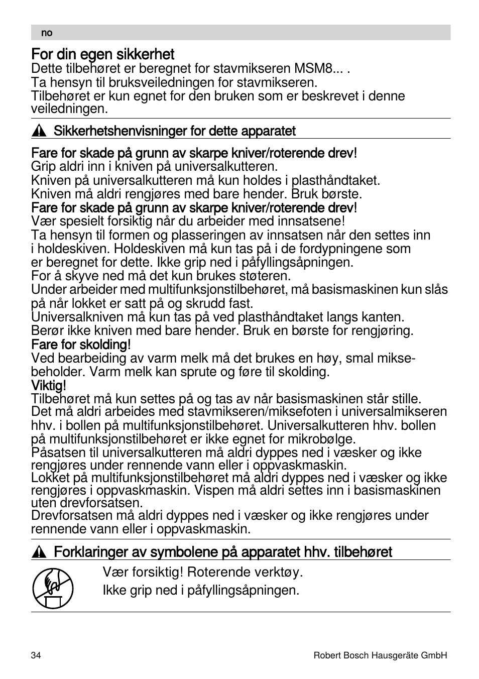 Bosch MSM88190 User Manual | Page 34 / 108