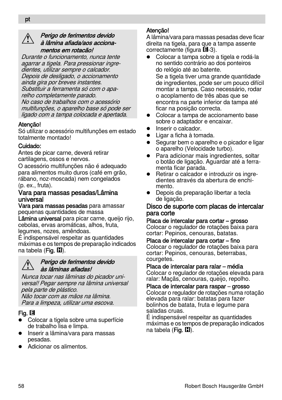 Bosch MSM88190 User Manual | Page 58 / 108