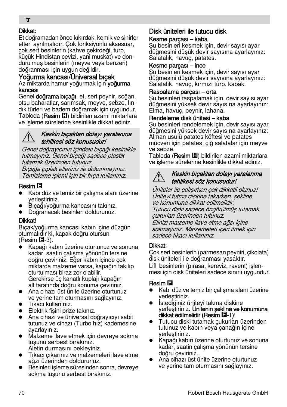 Bosch MSM88190 User Manual | Page 70 / 108