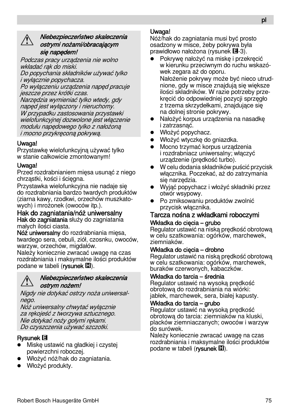 Bosch MSM88190 User Manual | Page 75 / 108