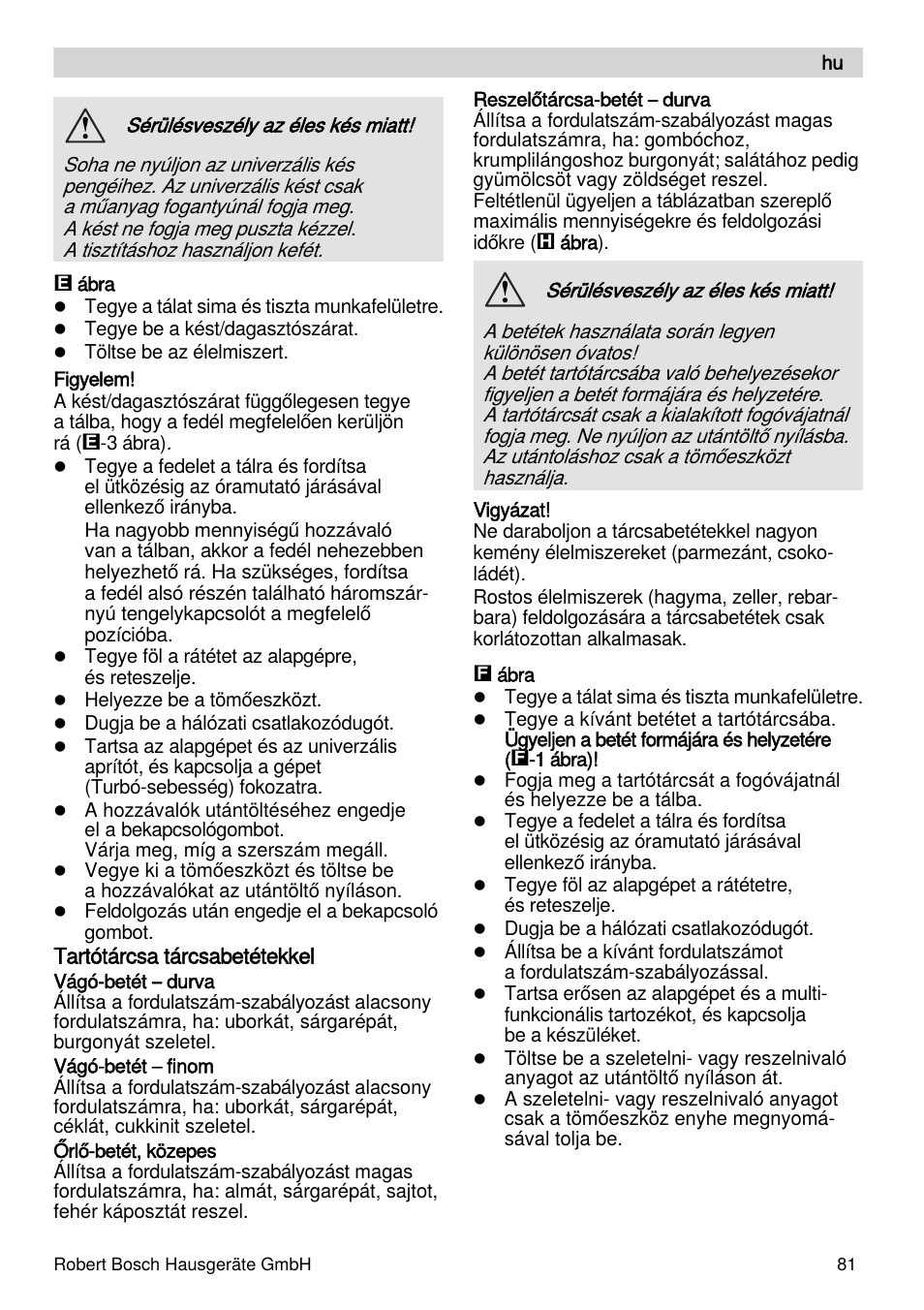Bosch MSM88190 User Manual | Page 81 / 108