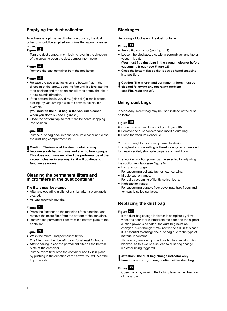 Emptying the dust collector, Blockages, Using dust bags | Replacing the dust bag | Bosch BSGL2MOV30 User Manual | Page 11 / 114