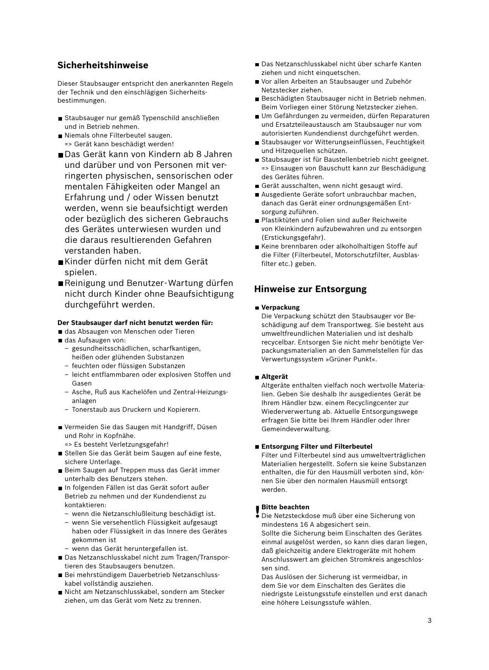 Sicherheitshinweise, Hinweise zur entsorgung | Bosch BSGL2MOV30 User Manual | Page 4 / 114