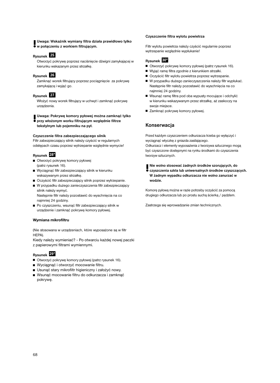 Konserwacja | Bosch BSGL2MOV30 User Manual | Page 69 / 114