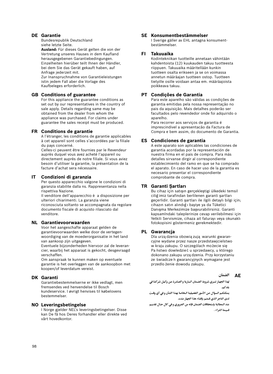 Bosch BSGL2MOV30 User Manual | Page 97 / 114