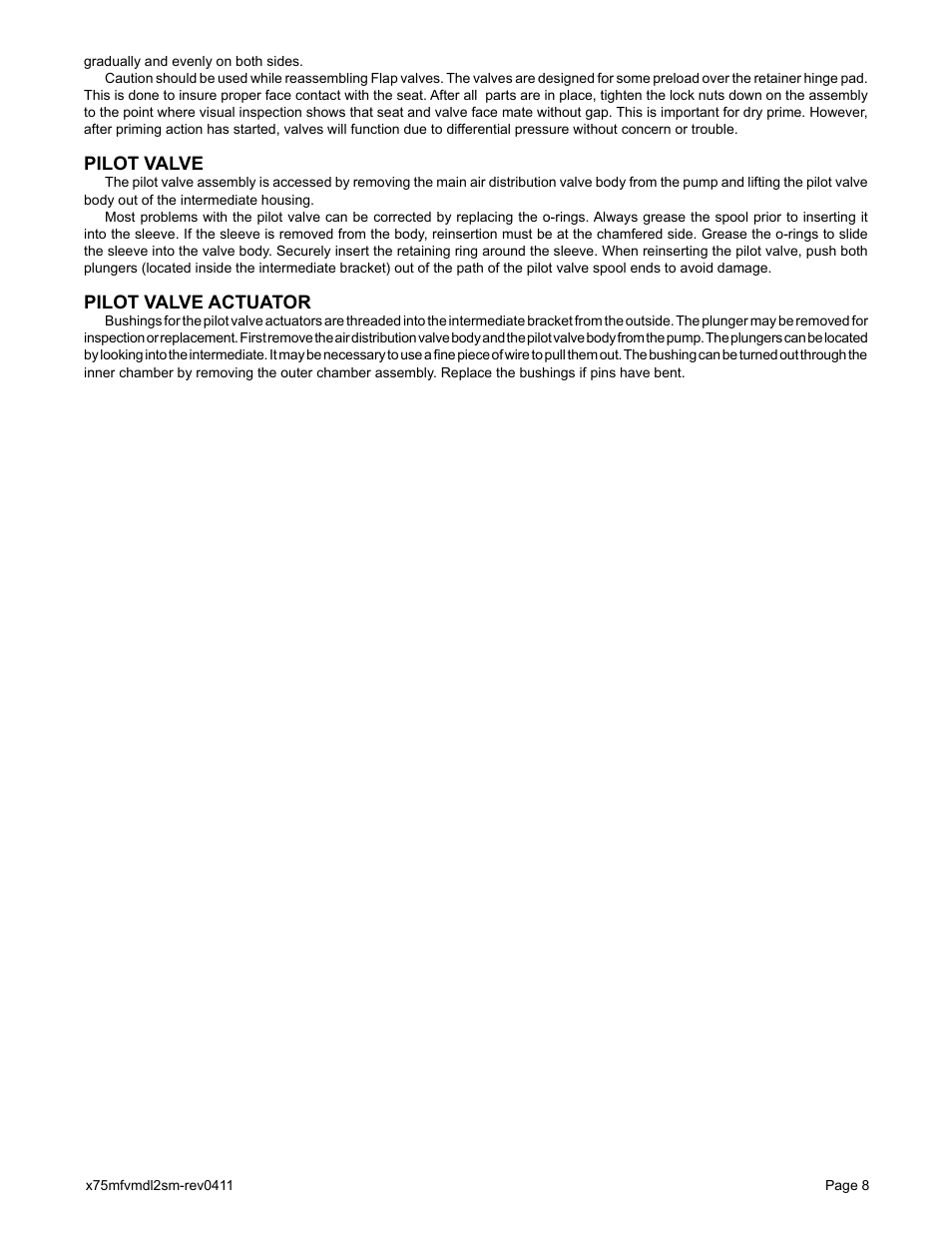 Pilot valve, Pilot valve actuator | Blagdon Pump X75 Metallic Flap Valve User Manual | Page 10 / 19