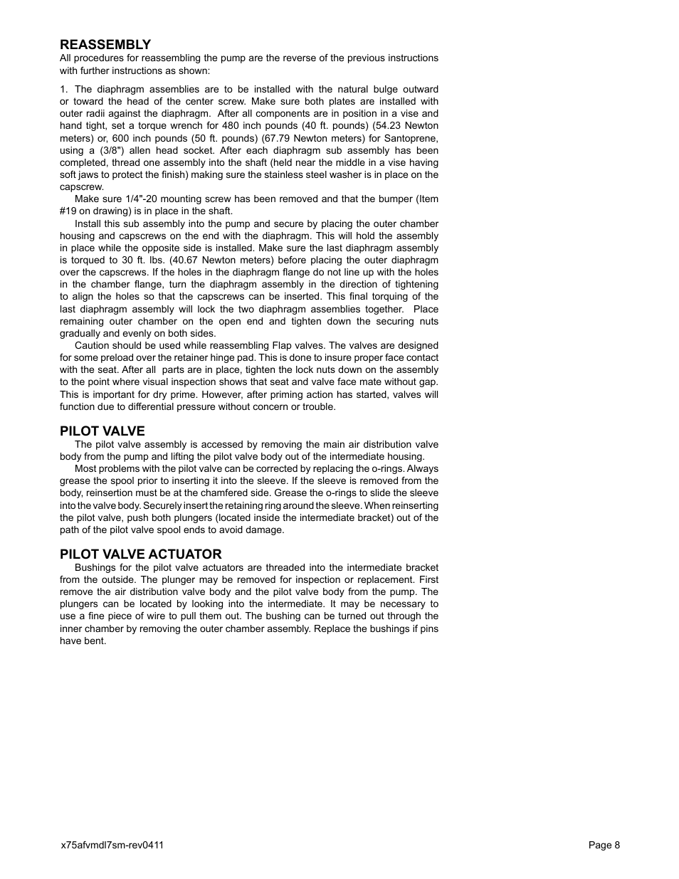 Reassembly, Pilot valve, Pilot valve actuator | Blagdon Pump X75 Aluminium User Manual | Page 10 / 19