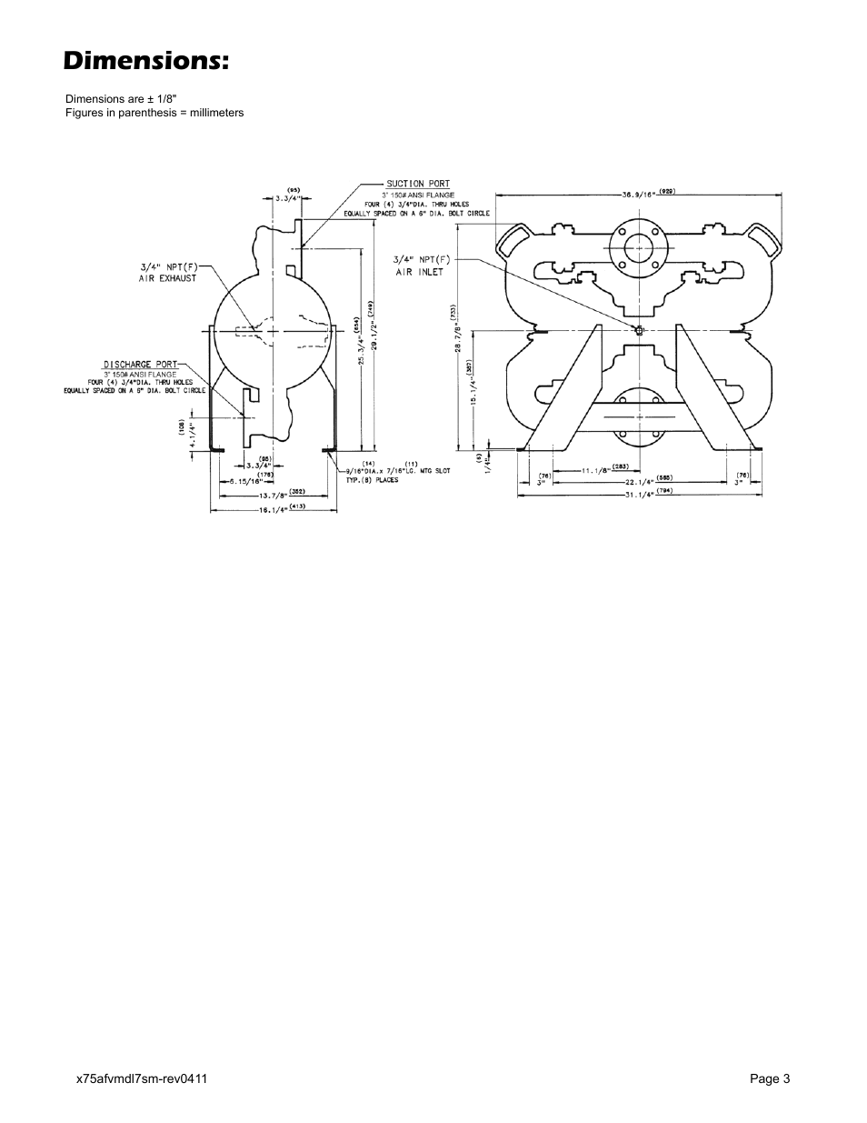 Dimensions | Blagdon Pump X75 Aluminium User Manual | Page 5 / 19