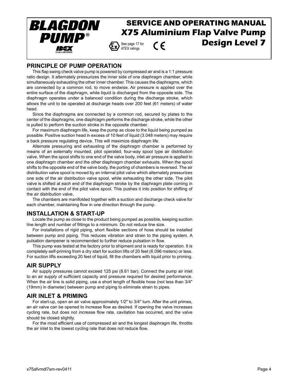 X75 aluminium flap valve pump design level 7, Service and operating manual | Blagdon Pump X75 Aluminium User Manual | Page 6 / 19