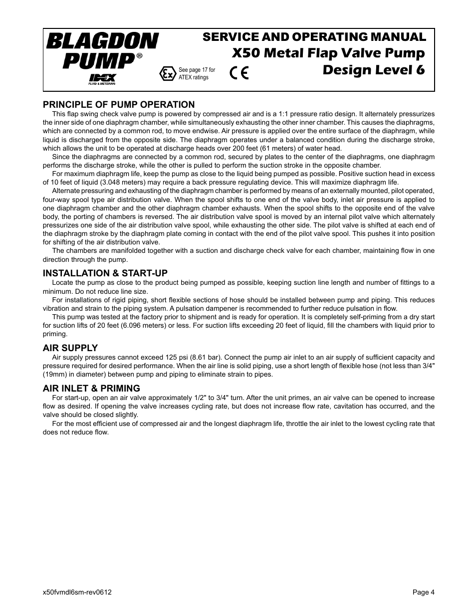 X50 metal flap valve pump design level 6, Service and operating manual | Blagdon Pump X50 Metallic Flap Valve User Manual | Page 6 / 19