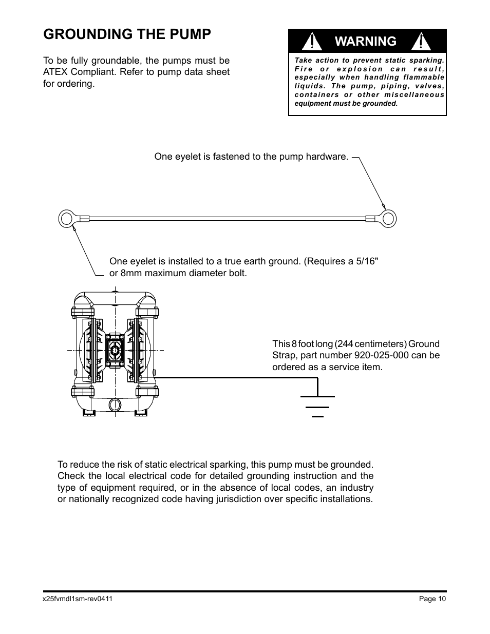 Grounding the pump, Warning | Blagdon Pump X25 Metallic User Manual | Page 12 / 18