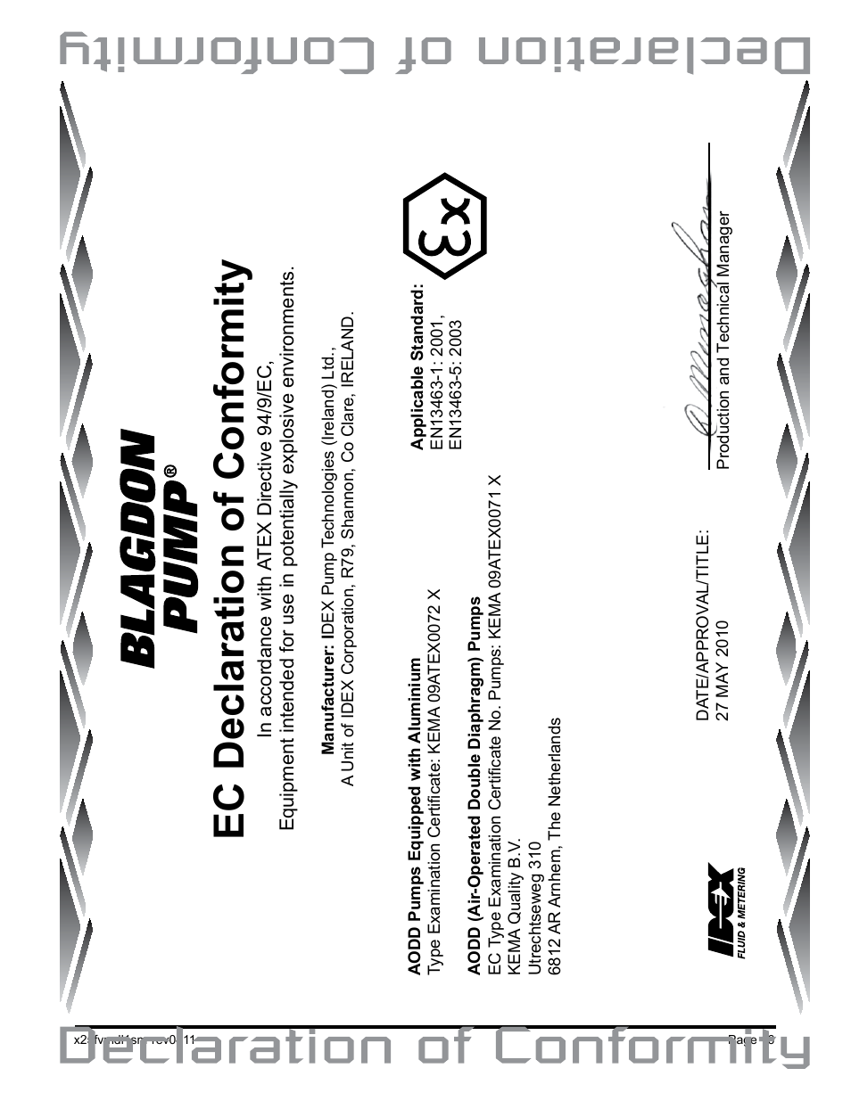 Ec declaration of conformity | Blagdon Pump X25 Metallic User Manual | Page 18 / 18