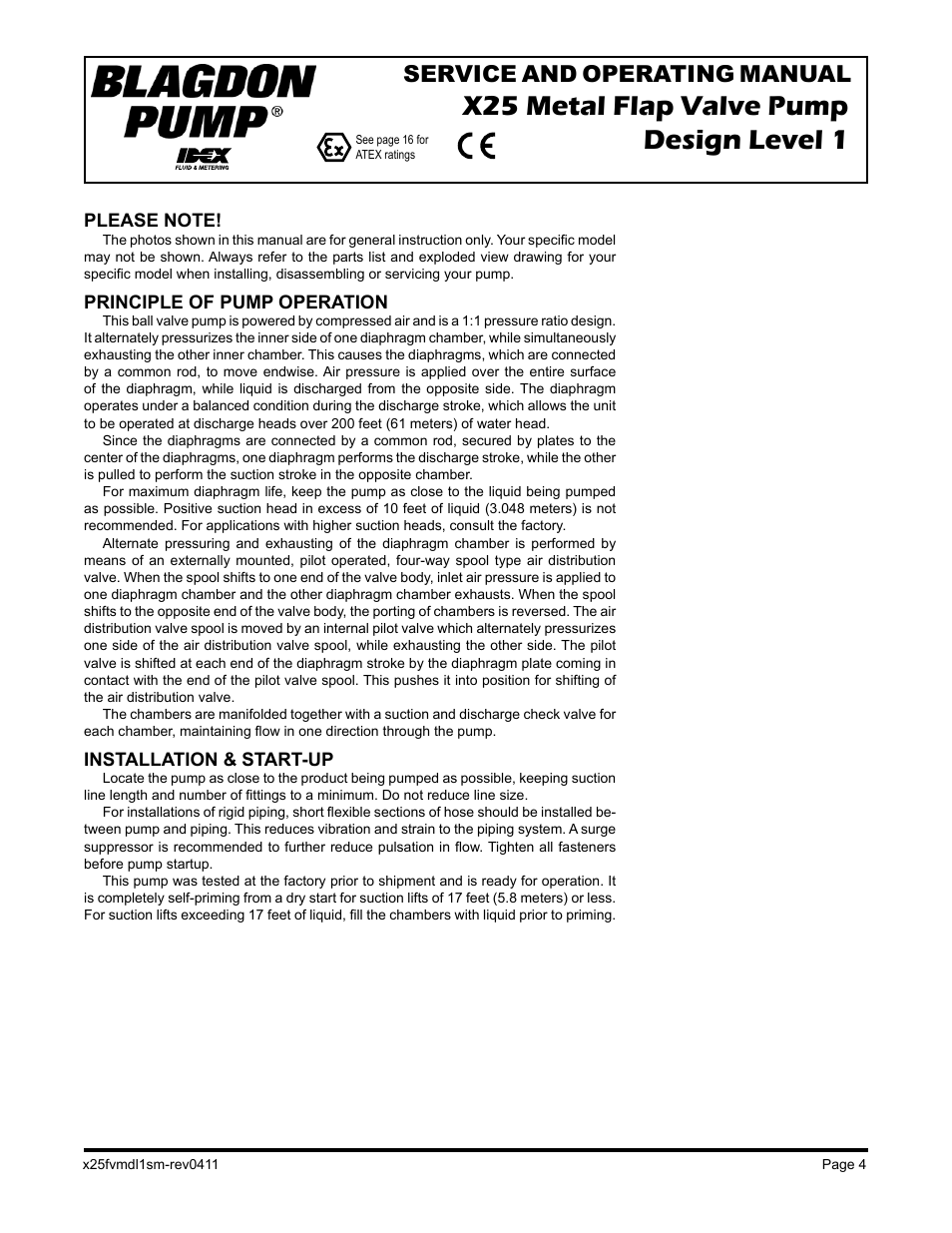 X25 metal flap valve pump design level 1, Service and operating manual | Blagdon Pump X25 Metallic User Manual | Page 6 / 18