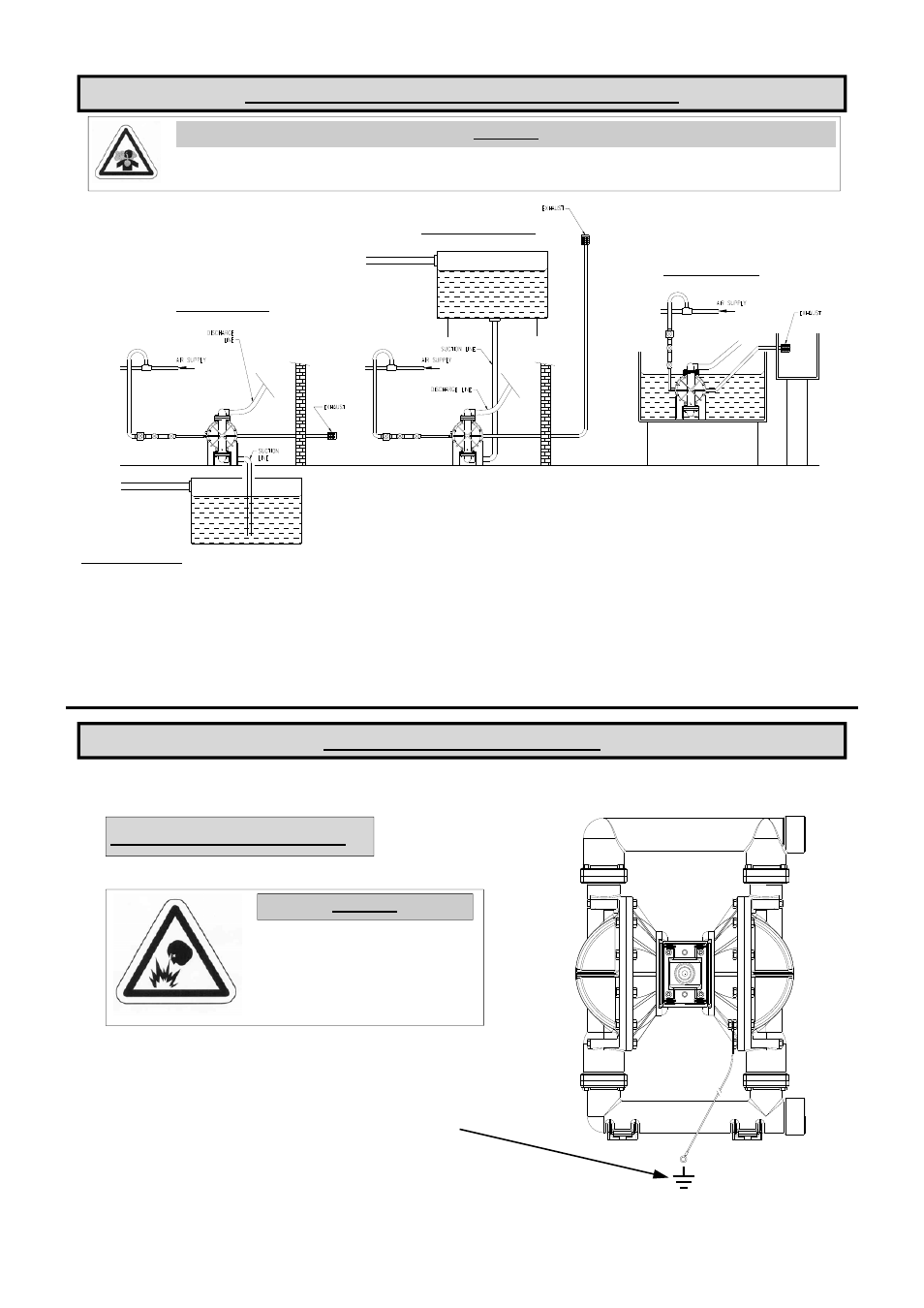 Grounding the pump, Exhaust safety when pumping hazardous liquids, Atex models (see also page 15) | Blagdon Pump B50 Metallic User Manual | Page 9 / 18