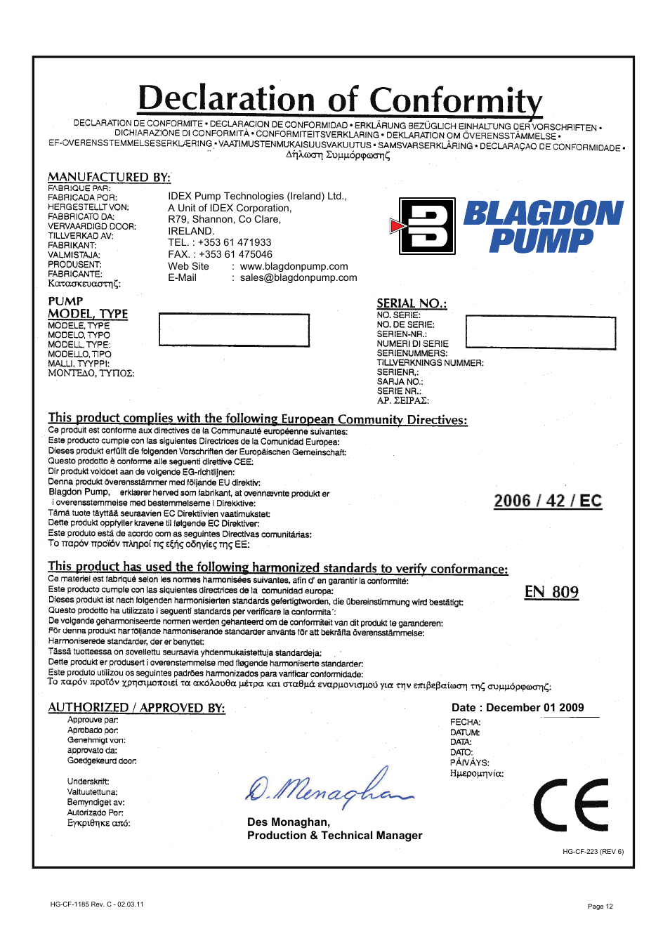 Blagdon Pump X40 Aluminium User Manual | Page 12 / 12