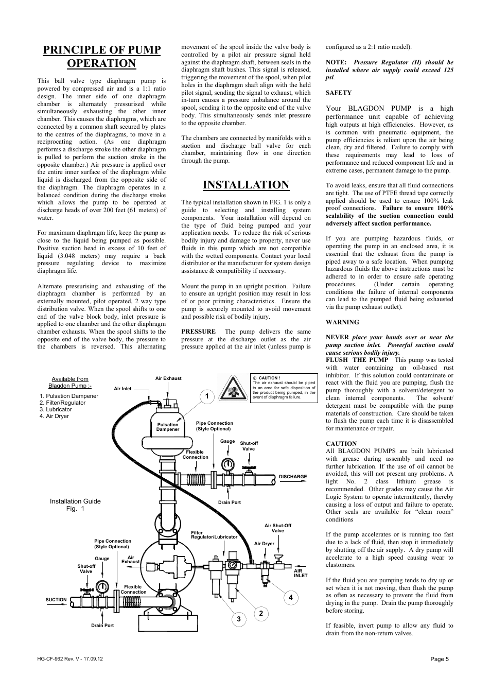 Principle of pump operation, Installation | Blagdon Pump X06 Metallic User Manual | Page 5 / 12