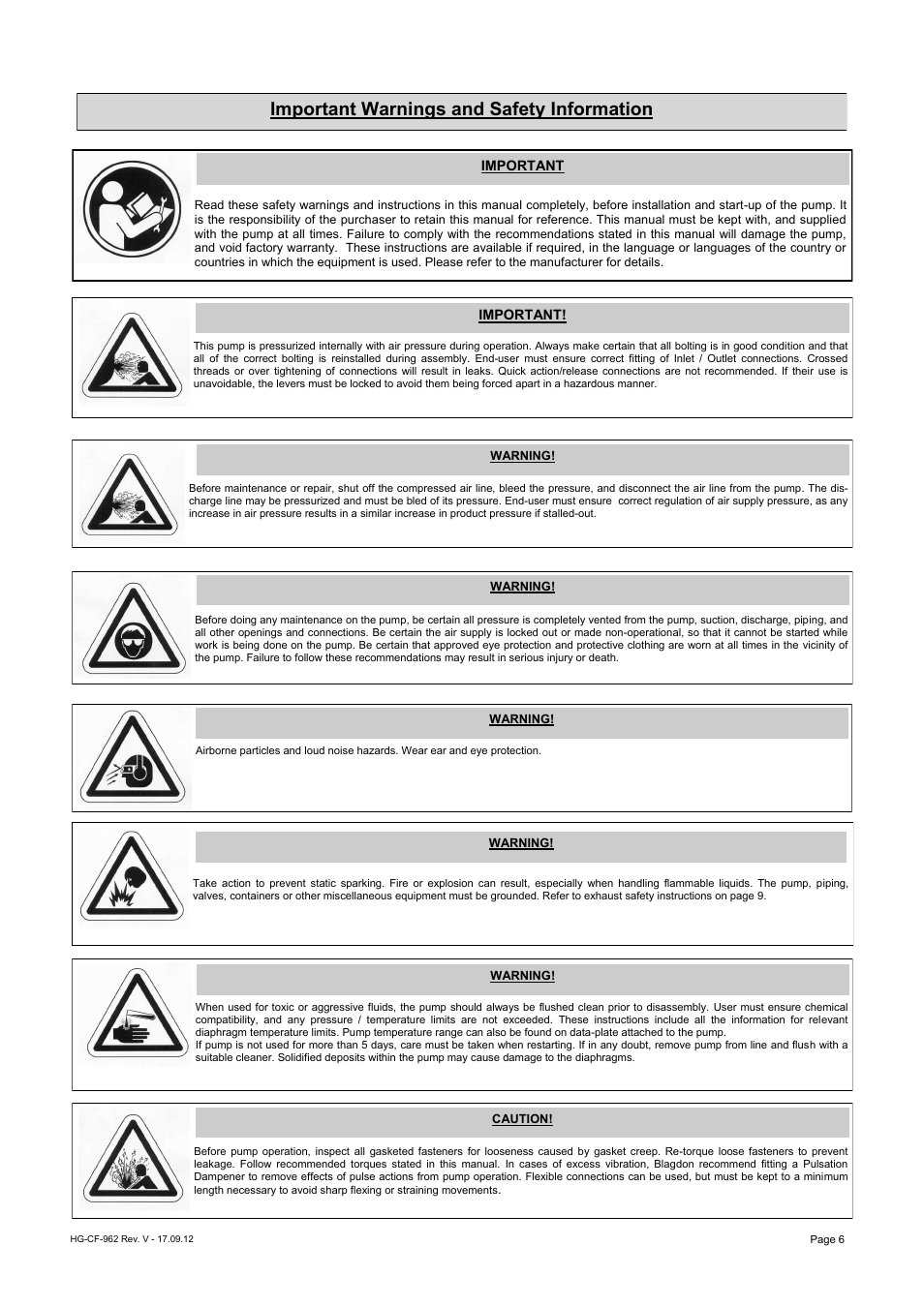 Important warnings and safety information | Blagdon Pump X06 Metallic User Manual | Page 6 / 12