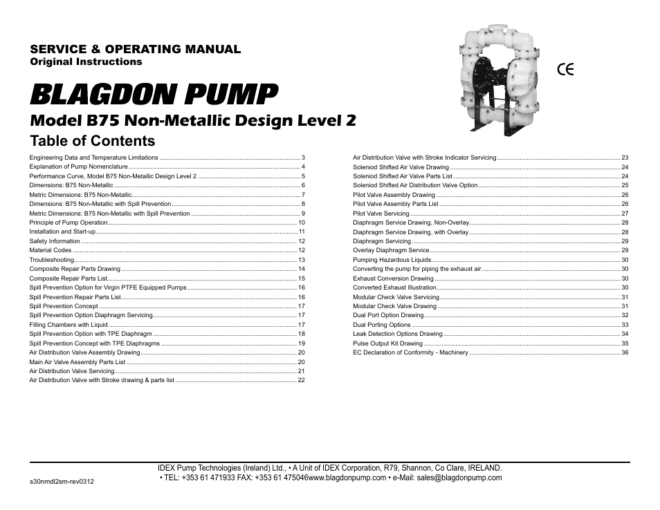 Blagdon Pump B75 Non-Metallic User Manual | 36 pages