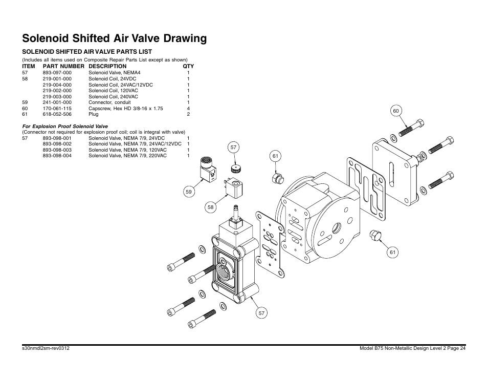 Solenoid shifted air valve drawing | Blagdon Pump B75 Non-Metallic User Manual | Page 24 / 36