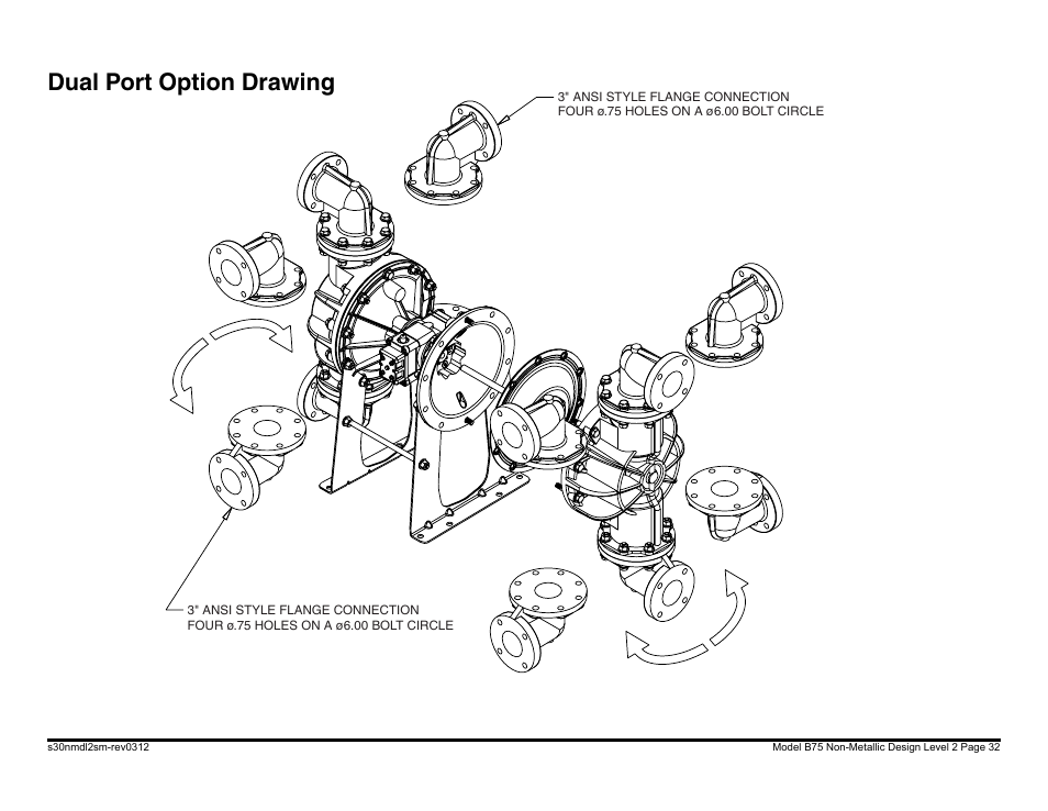 Dual port option drawing | Blagdon Pump B75 Non-Metallic User Manual | Page 32 / 36