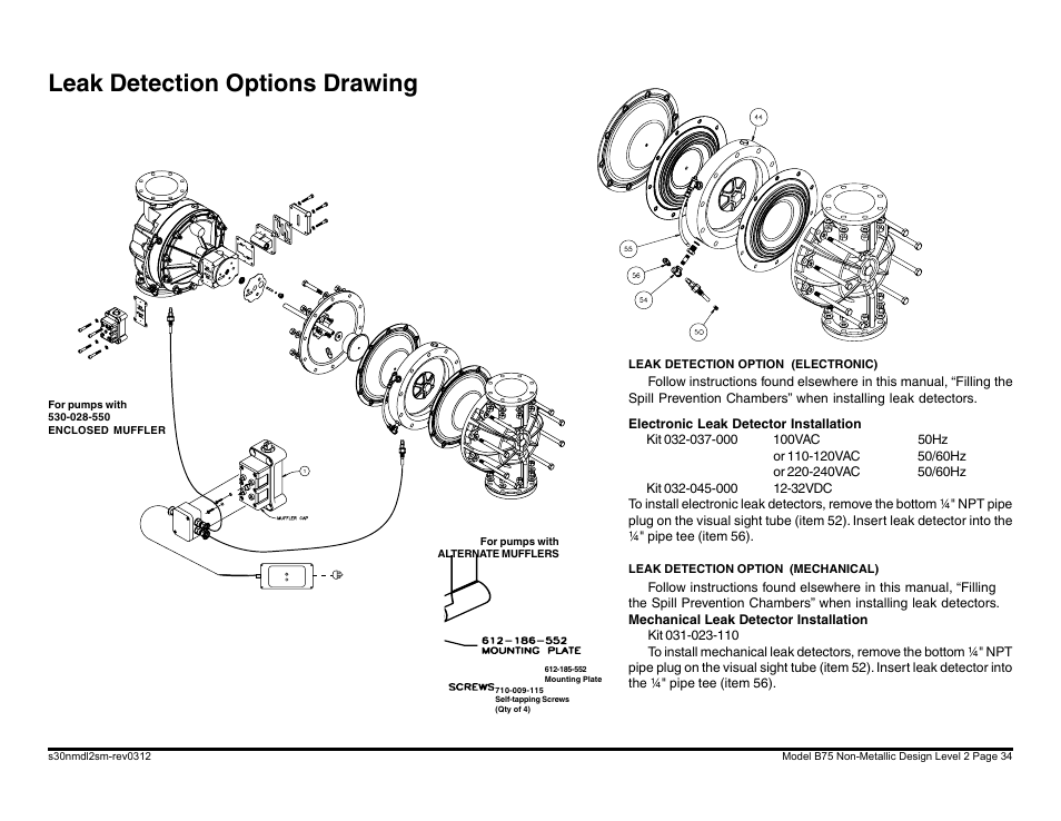 Leak detection options drawing | Blagdon Pump B75 Non-Metallic User Manual | Page 34 / 36