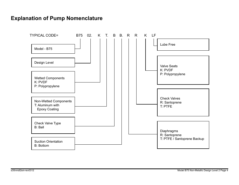 Explanation of pump nomenclature | Blagdon Pump B75 Non-Metallic User Manual | Page 4 / 36