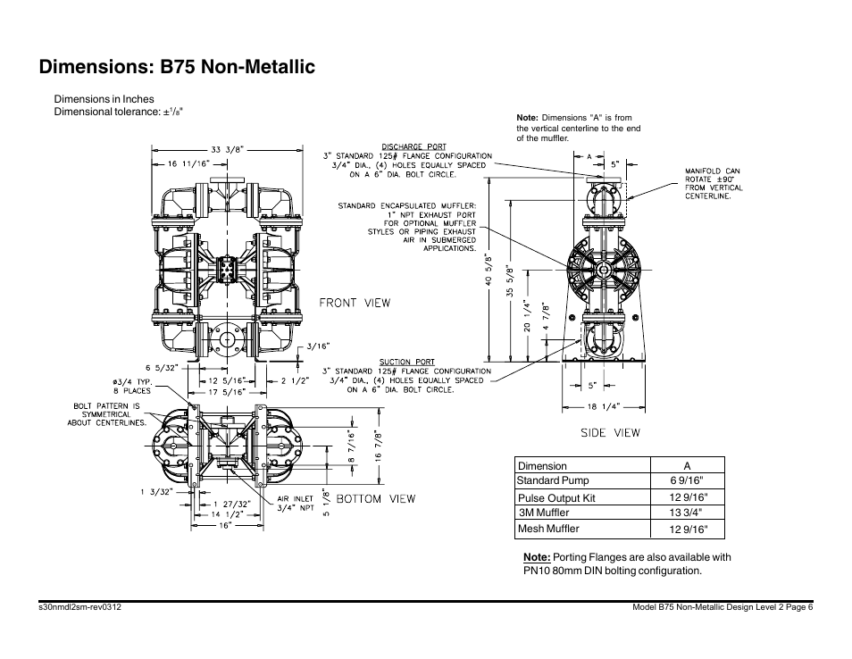 Dimensions: b75 non-metallic | Blagdon Pump B75 Non-Metallic User Manual | Page 6 / 36