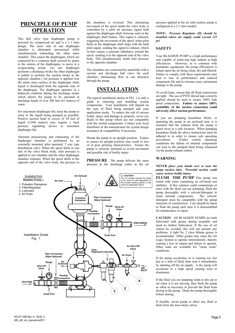Principle of pump operation, Installation | Blagdon Pump X50 Non-Metallic User Manual | Page 5 / 12