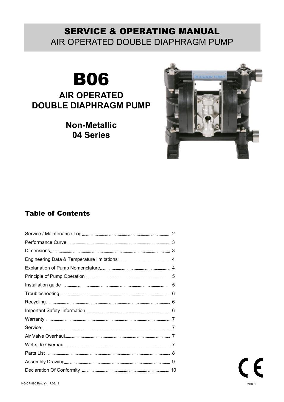 Blagdon Pump B06 Non-Metallic User Manual | 10 pages