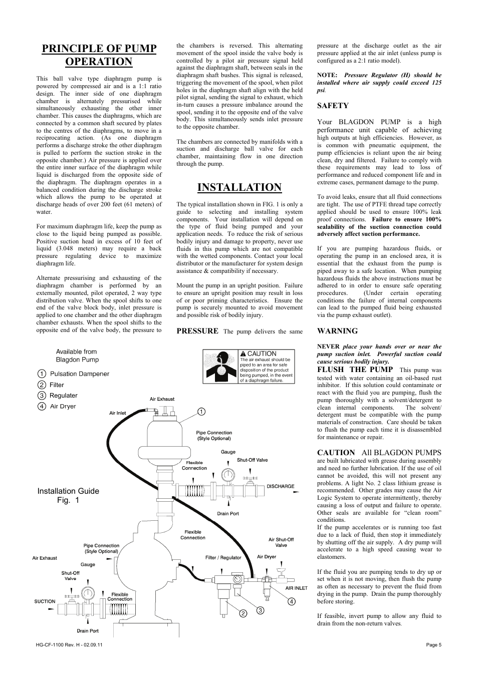 Principle of pump operation, Installation | Blagdon Pump X50 Hygienic User Manual | Page 5 / 12