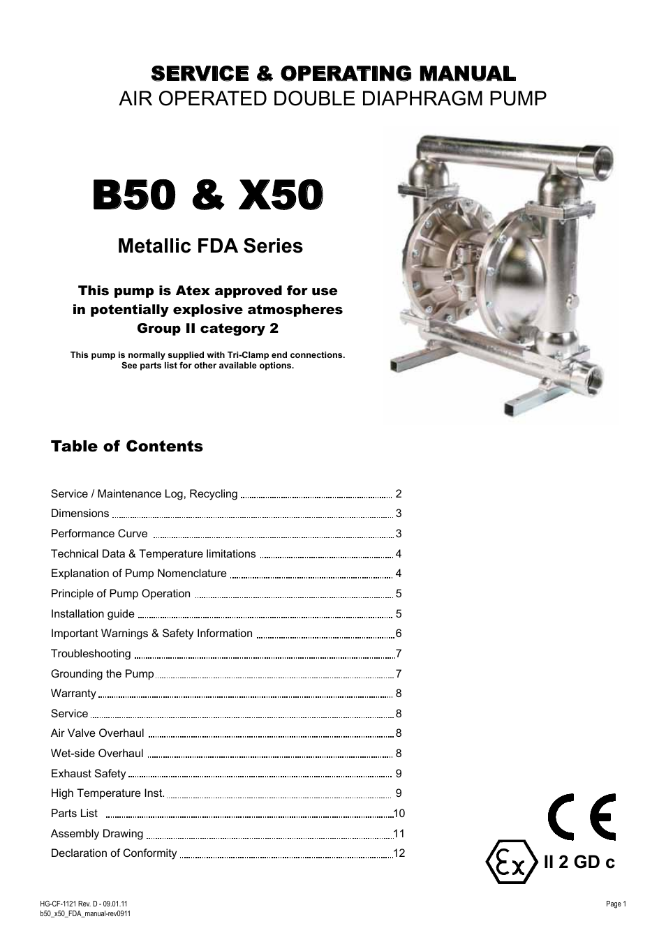 Blagdon Pump X50 FDA User Manual | 12 pages