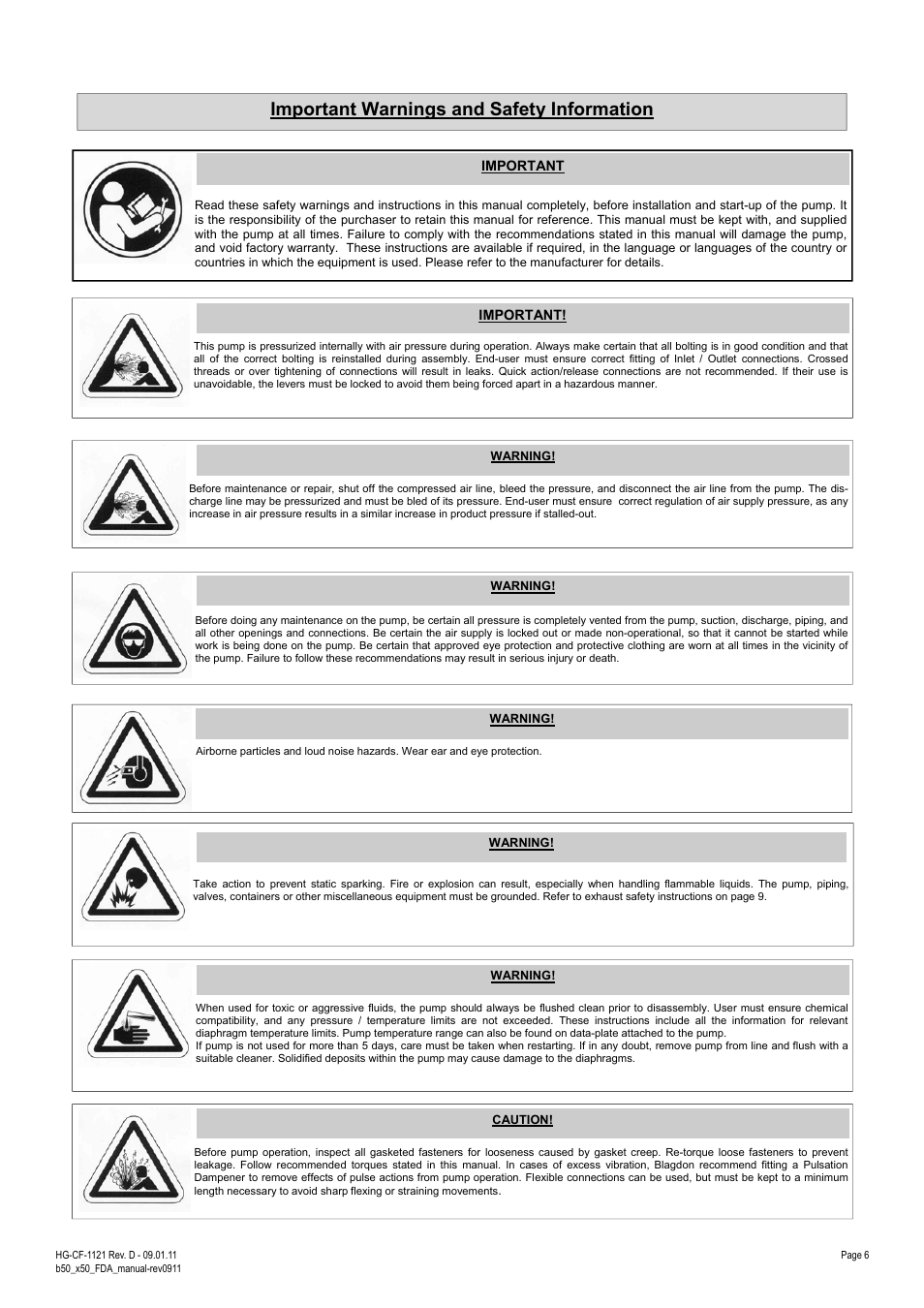 Important warnings and safety information | Blagdon Pump X50 FDA User Manual | Page 6 / 12