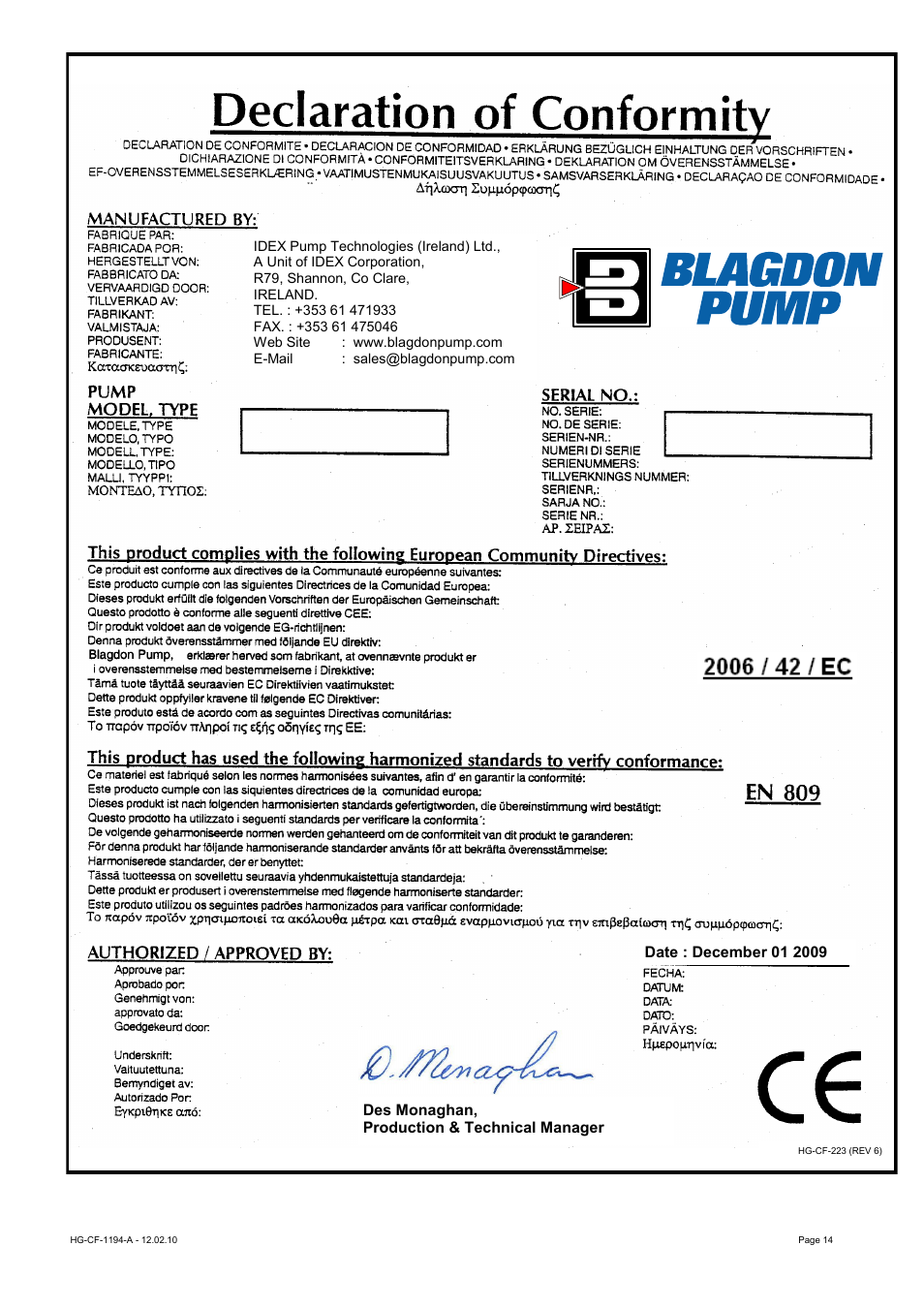 Blagdon Pump X25 High Pressure User Manual | Page 14 / 14