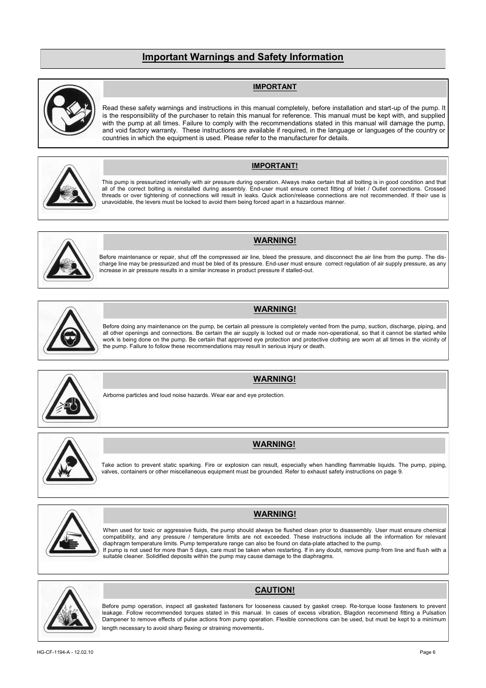 Important warnings and safety information | Blagdon Pump X25 High Pressure User Manual | Page 6 / 14
