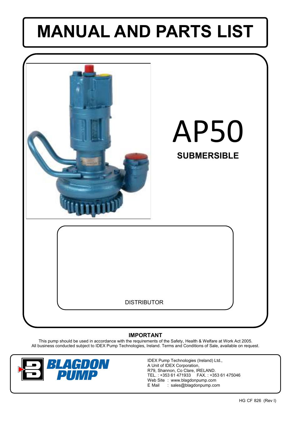 Blagdon Pump AP50 Submersible User Manual | 12 pages