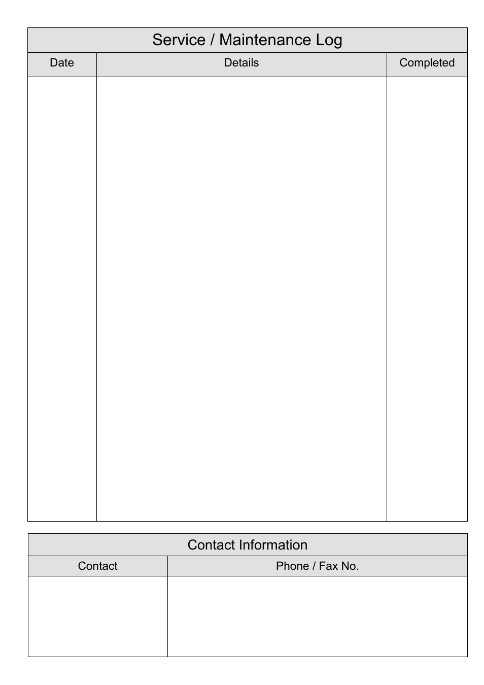 Service / maintenance log, Contact information | Blagdon Pump AP50 Submersible User Manual | Page 12 / 12