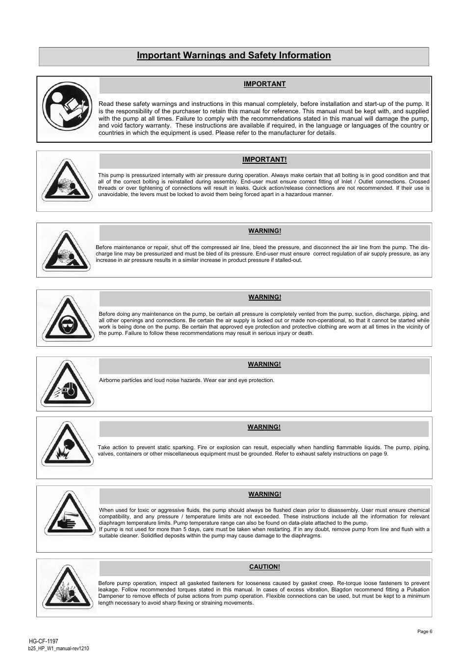 Important warnings and safety information | Blagdon Pump B25 High Pressure W1 User Manual | Page 6 / 12