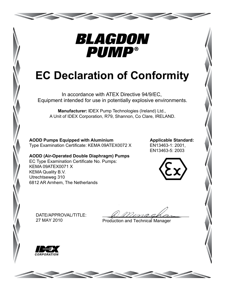 Ec declaration of conformity | Blagdon Pump X25 Metallic Flap Valve User Manual | Page 19 / 19