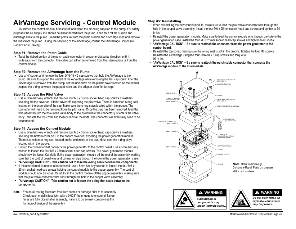 Airvantage servicing - control module, Warning | Blagdon Pump AVX75 Metallic User Manual | Page 25 / 34