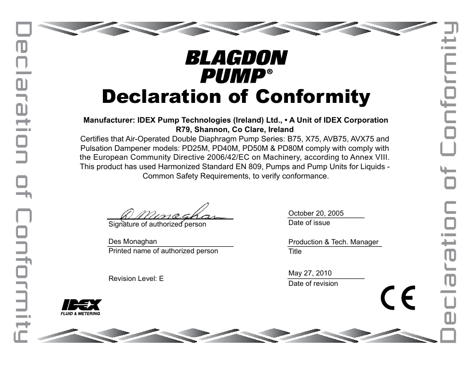 Declaration of conformity | Blagdon Pump AVX75 Metallic User Manual | Page 32 / 34