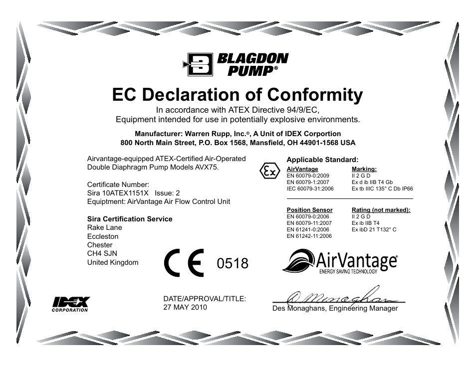 Ec declaration of conformity | Blagdon Pump AVX75 Metallic User Manual | Page 33 / 34