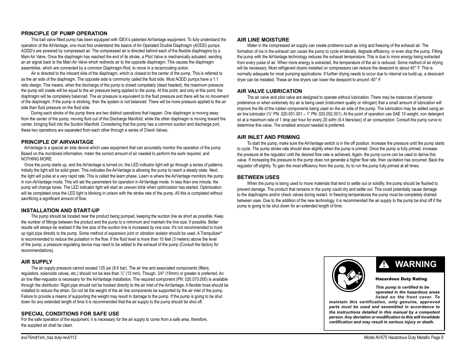 Warning | Blagdon Pump AVX75 Metallic User Manual | Page 8 / 34