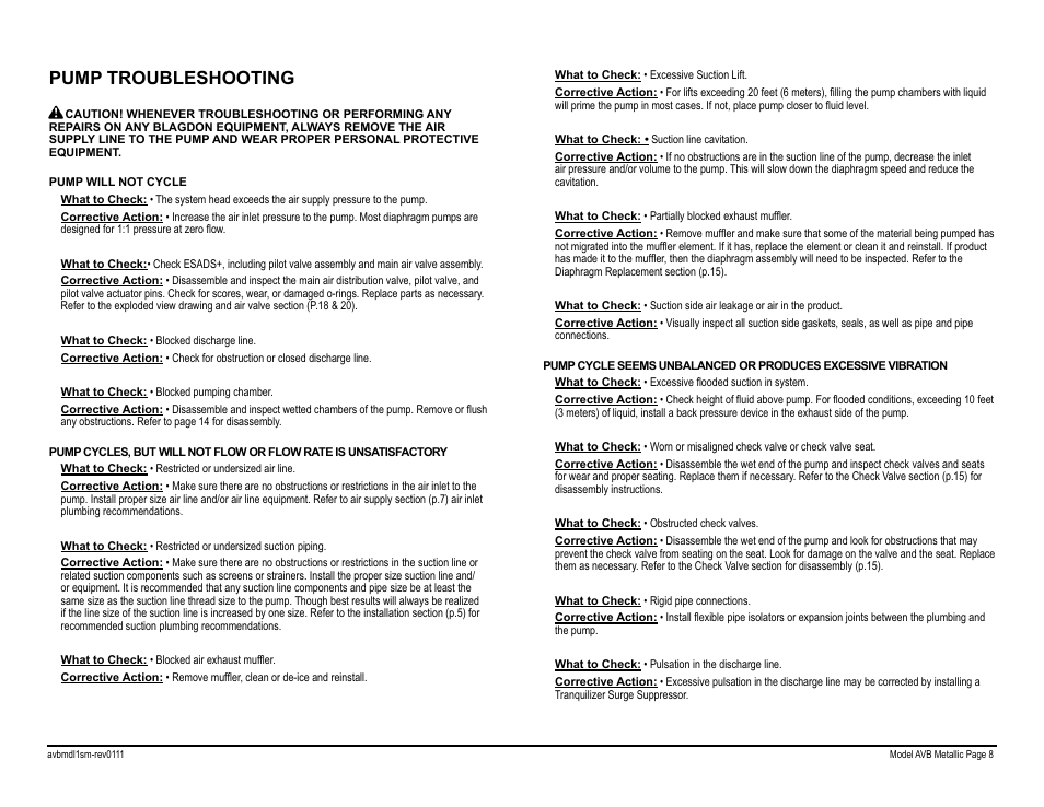 Pump troubleshooting | Blagdon Pump AVB75 Metallic User Manual | Page 10 / 32