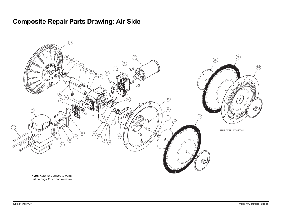 Composite repair parts drawing: air side | Blagdon Pump AVB75 Metallic User Manual | Page 17 / 32