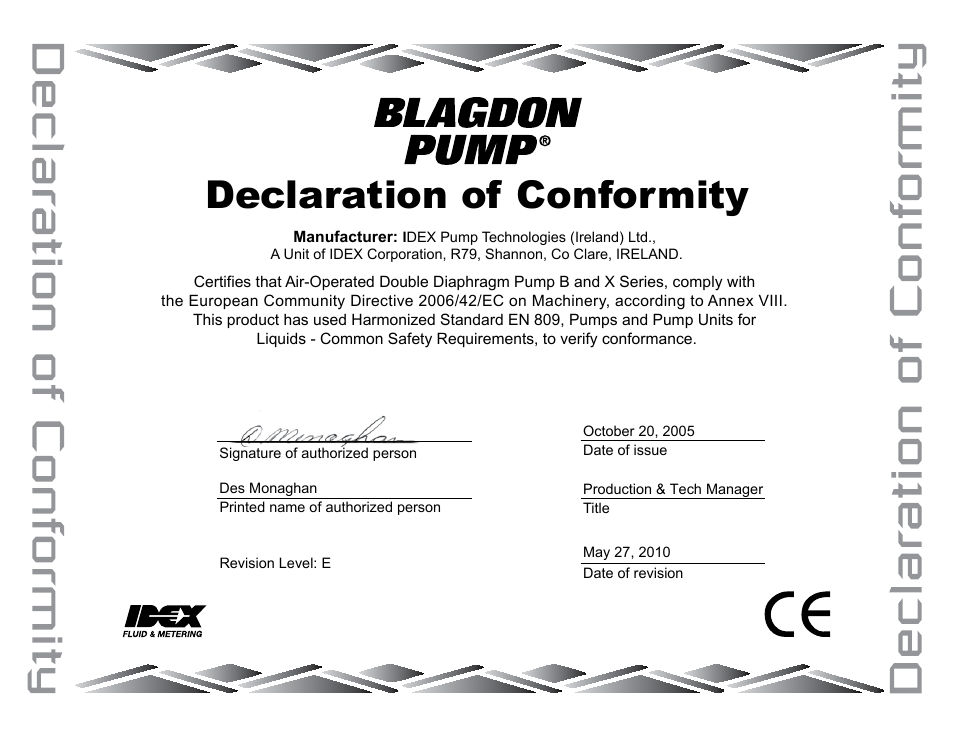 Declaration of conformity | Blagdon Pump X40 Metallic User Manual | Page 24 / 25