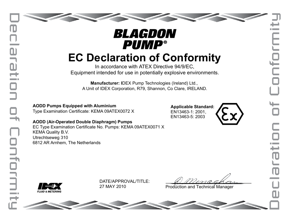Ec declaration of conformity | Blagdon Pump X40 Metallic User Manual | Page 25 / 25